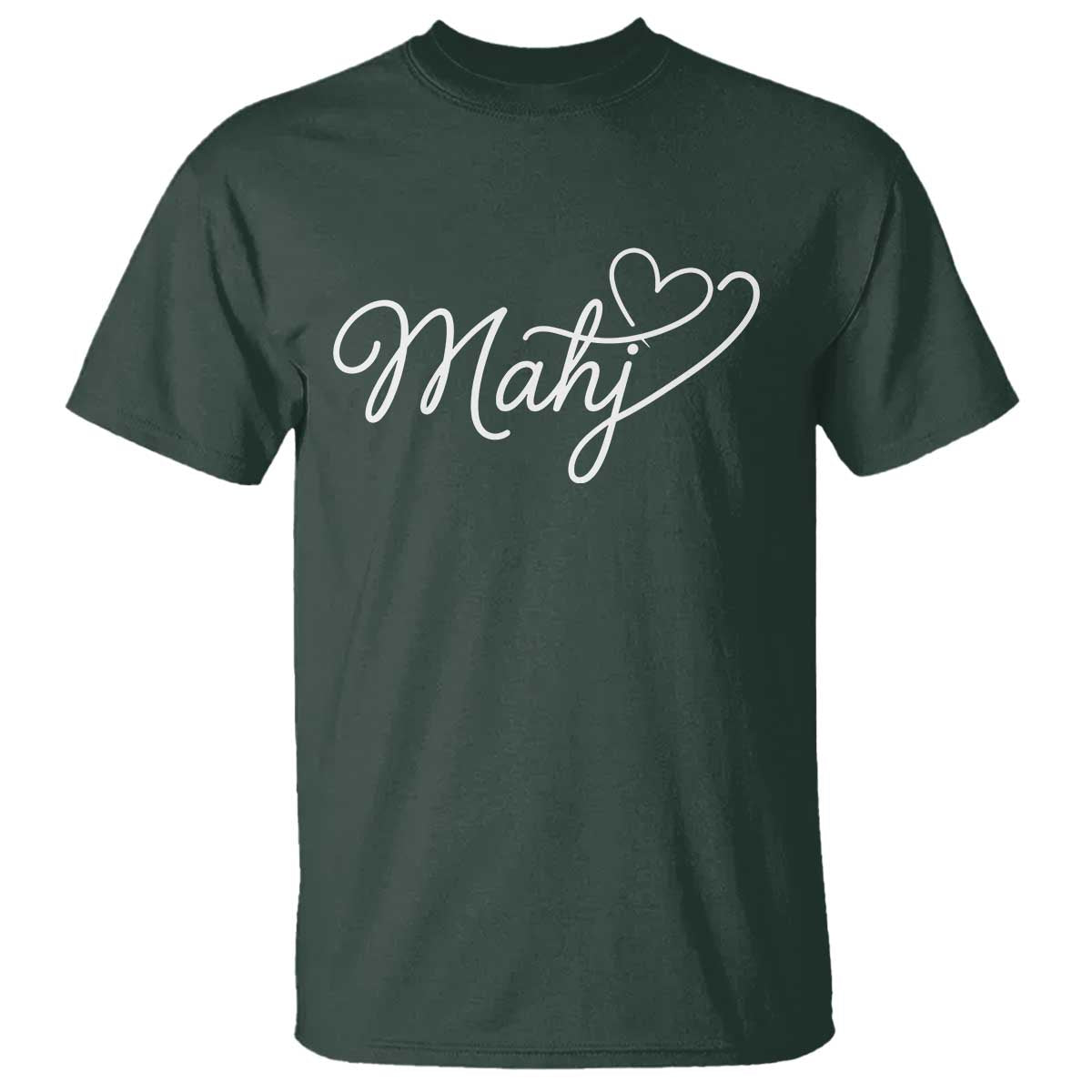 Mahjong Lovers T Shirt Funny Mah Jongg Heart Game Night Graphic TS10 Dark Forest Green Print Your Wear