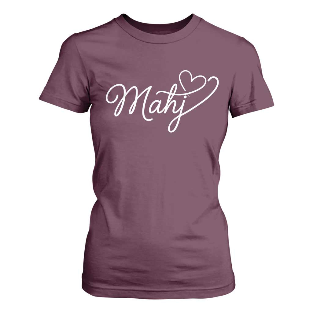 Mahjong Lovers T Shirt For Women Funny Mah Jongg Heart Game Night Graphic TS10 Maroon Print Your Wear