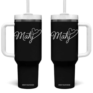 Mahjong Lovers Tumbler With Handle Funny Mah Jongg Heart Game Night Graphic
