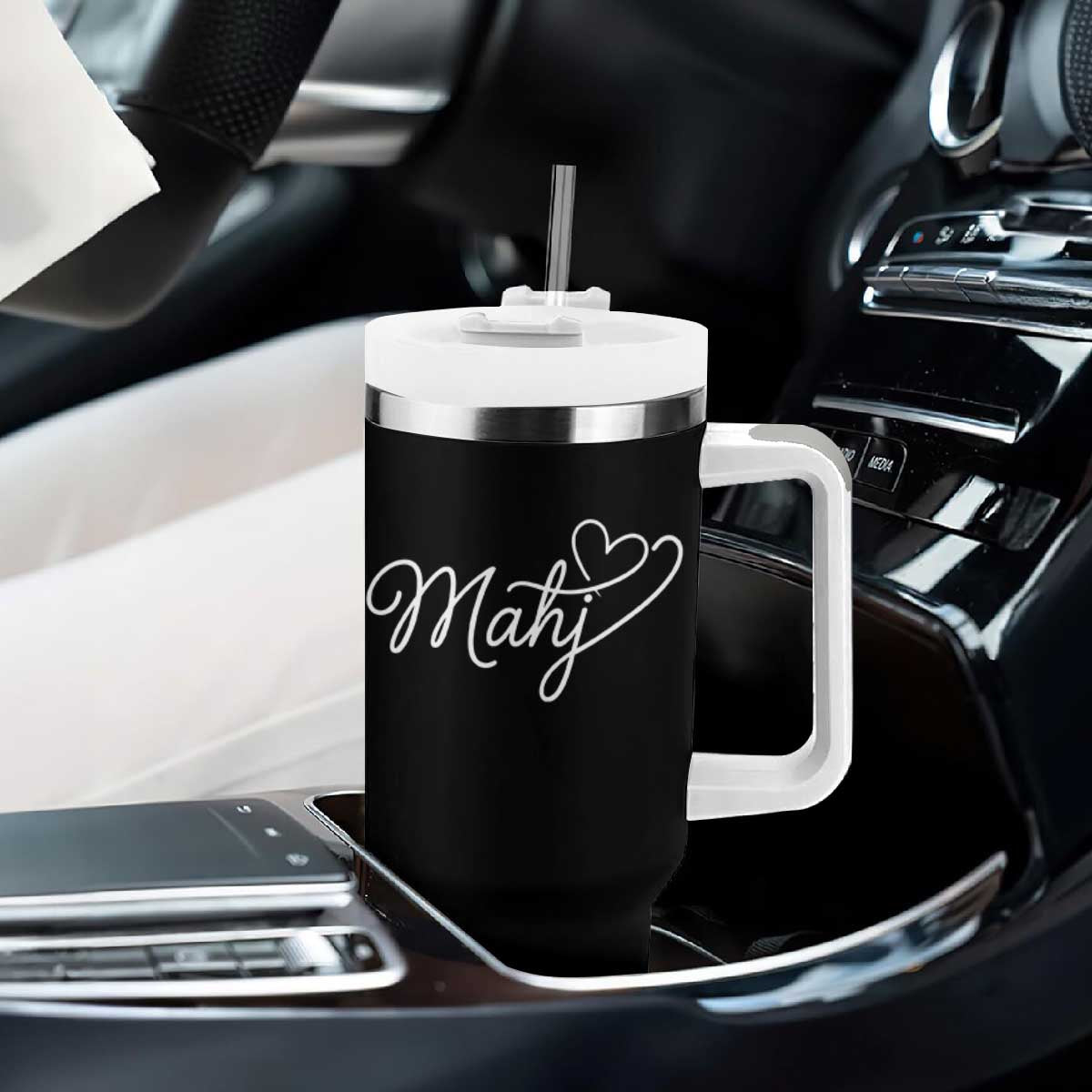 Mahjong Lovers Tumbler With Handle Funny Mah Jongg Heart Game Night Graphic