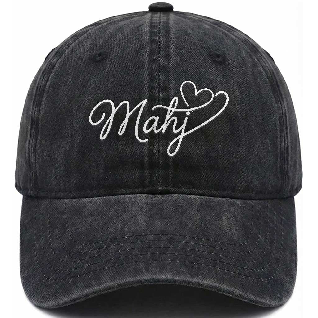 Mahjong Lovers Washed Cotton Baseball Cap Funny Mah Jongg Heart Game Night Graphic TS10 Print Your Wear