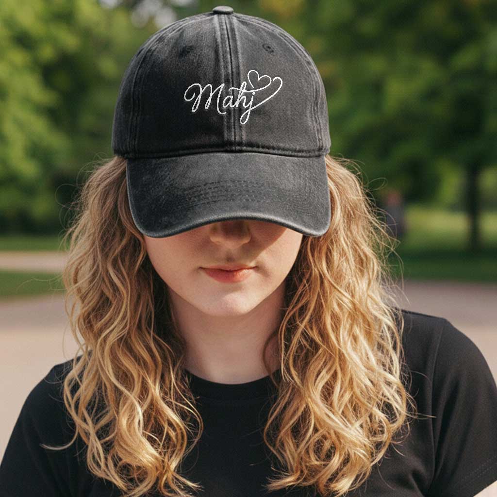 Mahjong Lovers Washed Cotton Baseball Cap Funny Mah Jongg Heart Game Night Graphic