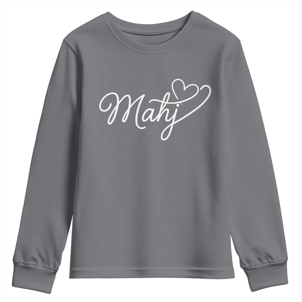 Mahjong Lovers Youth Sweatshirt Funny Mah Jongg Heart Game Night Graphic TS10 Charcoal Print Your Wear