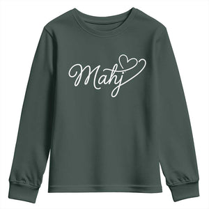 Mahjong Lovers Youth Sweatshirt Funny Mah Jongg Heart Game Night Graphic TS10 Dark Forest Green Print Your Wear