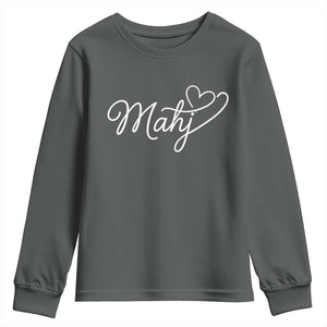 Mahjong Lovers Youth Sweatshirt Funny Mah Jongg Heart Game Night Graphic TS10 Dark Heather Print Your Wear