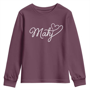 Mahjong Lovers Youth Sweatshirt Funny Mah Jongg Heart Game Night Graphic TS10 Maroon Print Your Wear