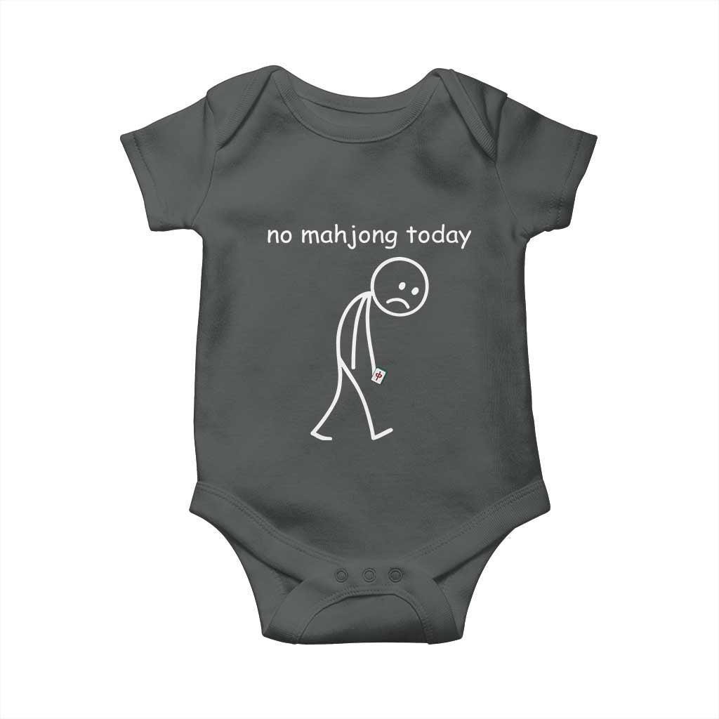 Funny Mahjong Lover Baby Onesie No Mahjong Today Sad Stickman Meme Graphic