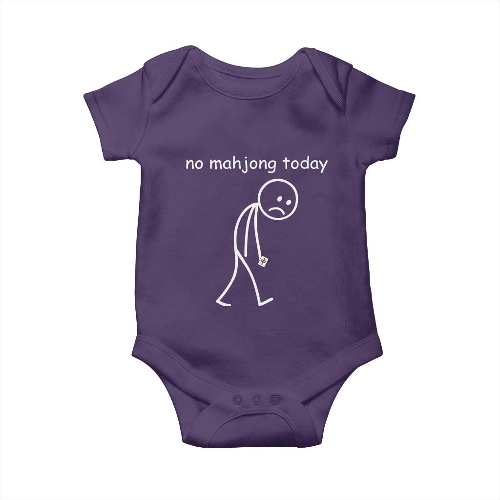 Funny Mahjong Lover Baby Onesie No Mahjong Today Sad Stickman Meme Graphic