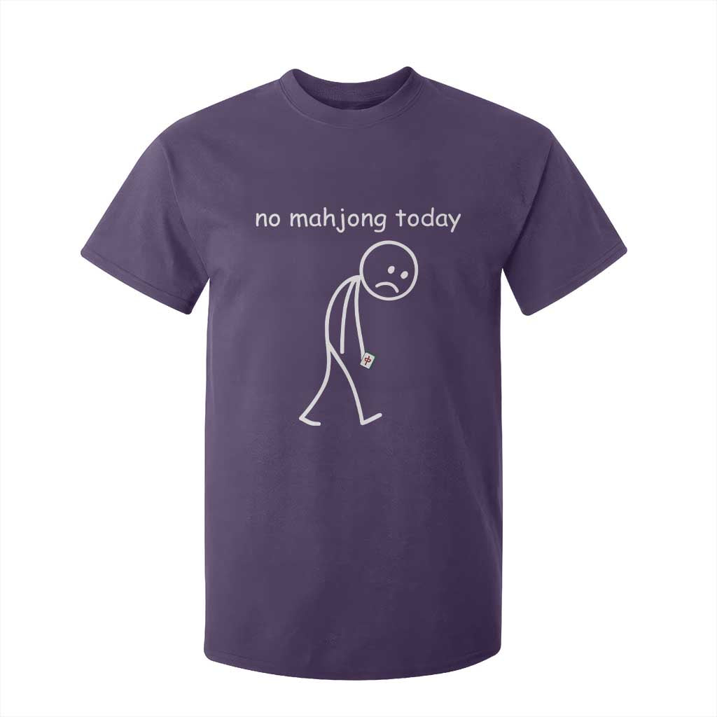 Funny Mahjong Lover T Shirt For Kid No Mahjong Today Sad Stickman Meme Graphic