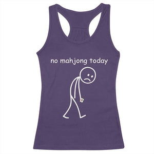 Funny Mahjong Lover Racerback Tank Top No Mahjong Today Sad Stickman Meme Graphic
