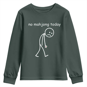 Funny Mahjong Lover Youth Sweatshirt No Mahjong Today Sad Stickman Meme Graphic