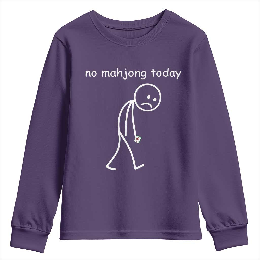 Funny Mahjong Lover Youth Sweatshirt No Mahjong Today Sad Stickman Meme Graphic