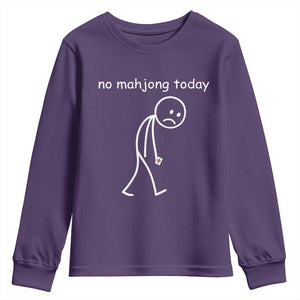 Funny Mahjong Lover Youth Sweatshirt No Mahjong Today Sad Stickman Meme Graphic