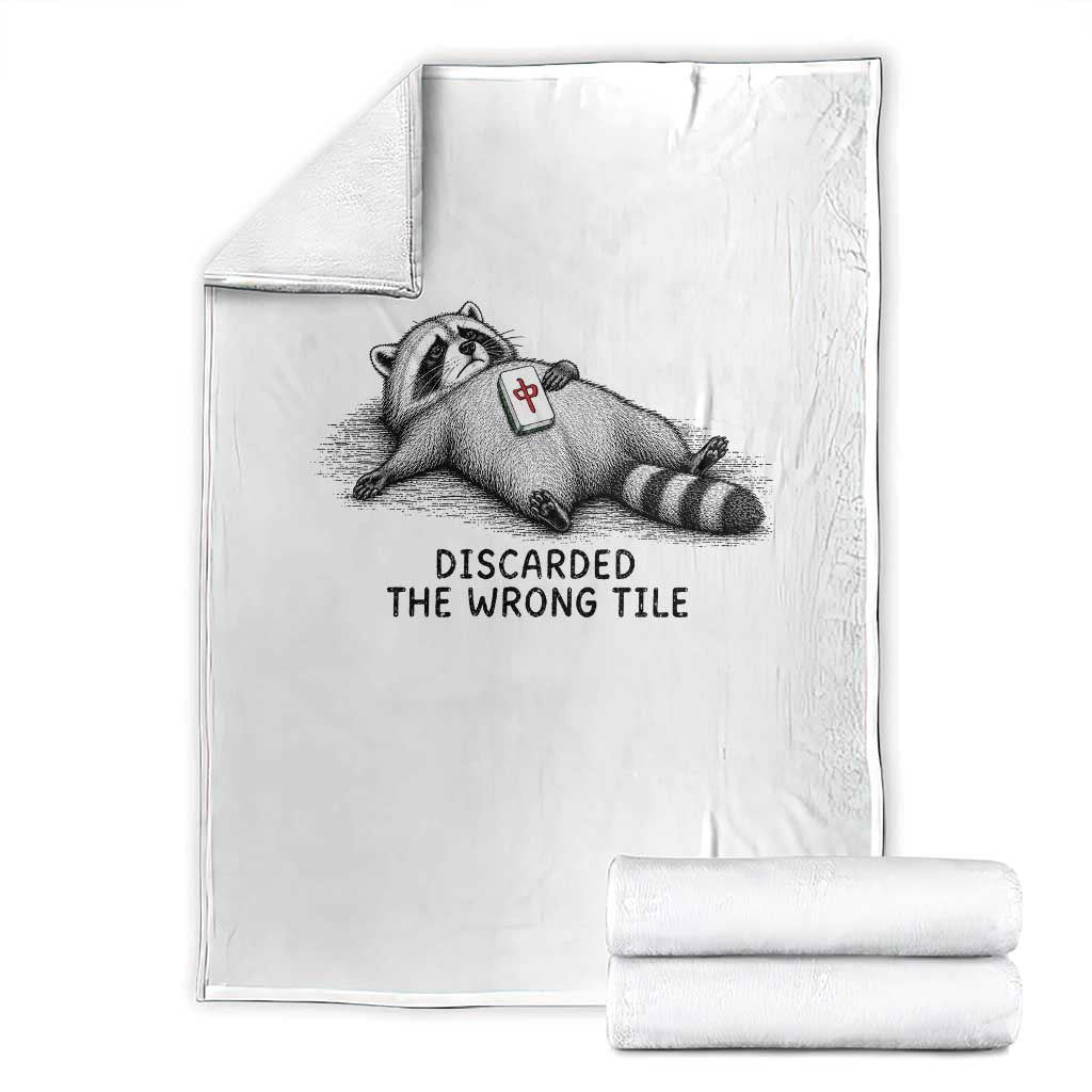 Funny Raccoon Mahjong Lovers Throw Blanket Discarded The Wrong Tile