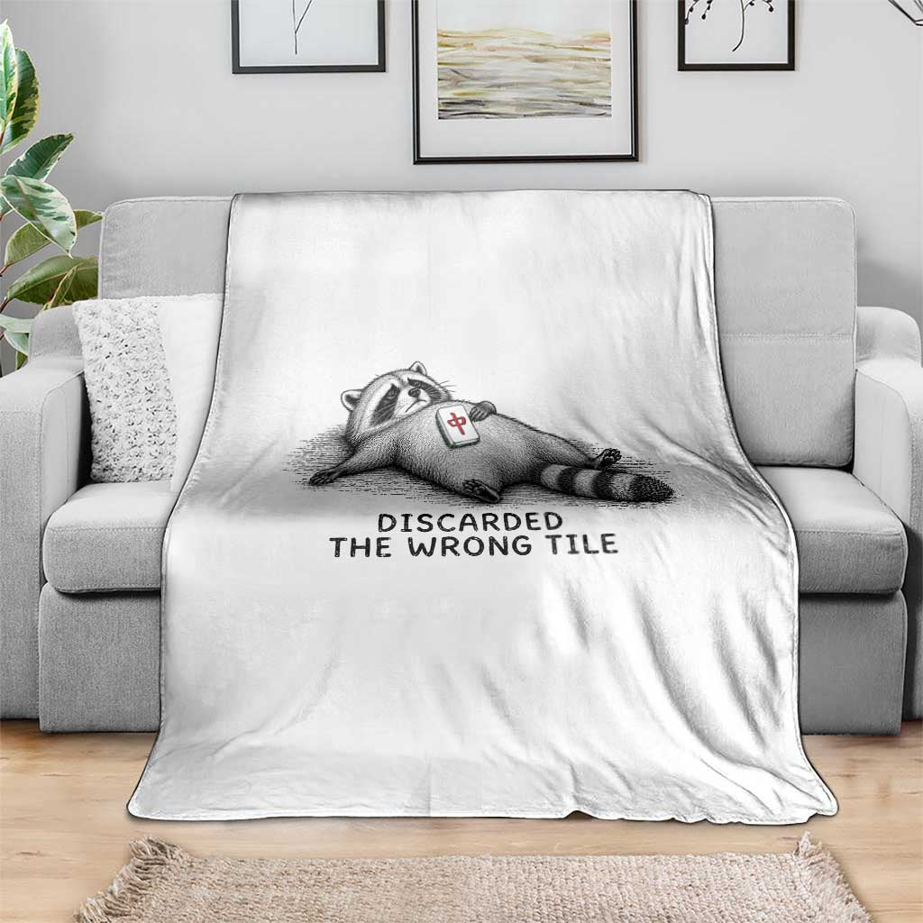 Funny Raccoon Mahjong Lovers Throw Blanket Discarded The Wrong Tile