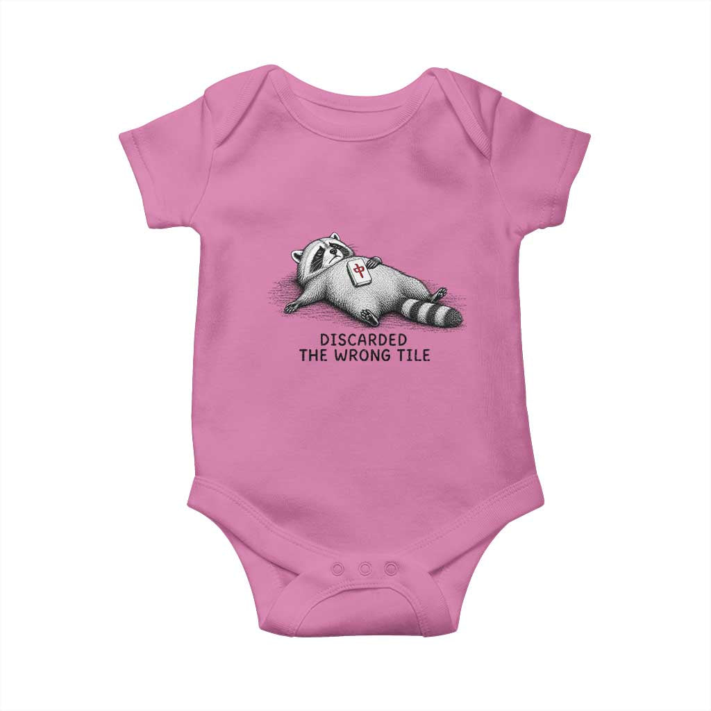 Funny Raccoon Mahjong Lovers Baby Onesie Discarded The Wrong Tile
