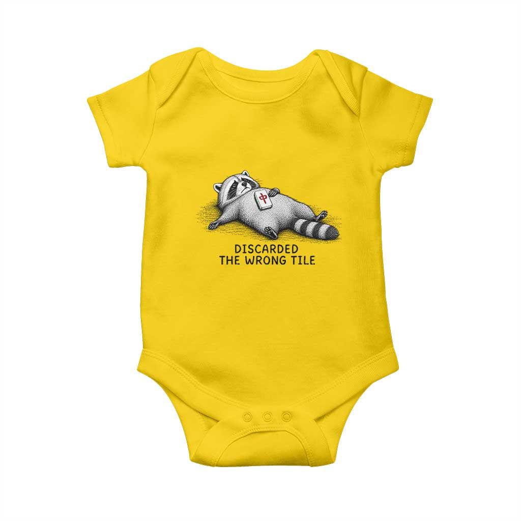 Funny Raccoon Mahjong Lovers Baby Onesie Discarded The Wrong Tile