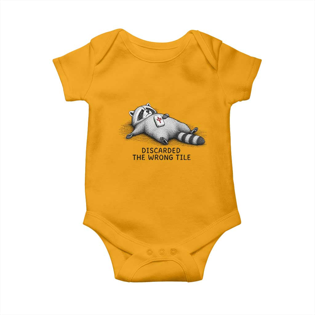 Funny Raccoon Mahjong Lovers Baby Onesie Discarded The Wrong Tile