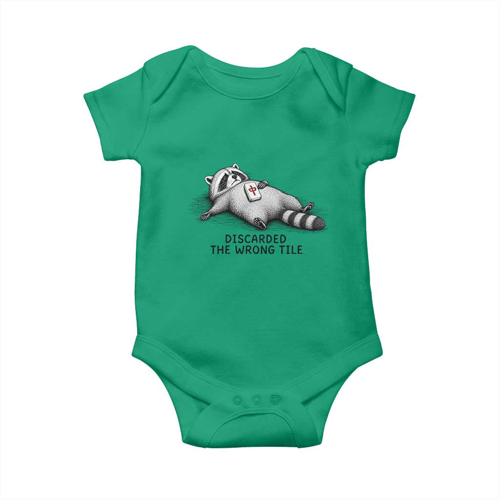 Funny Raccoon Mahjong Lovers Baby Onesie Discarded The Wrong Tile