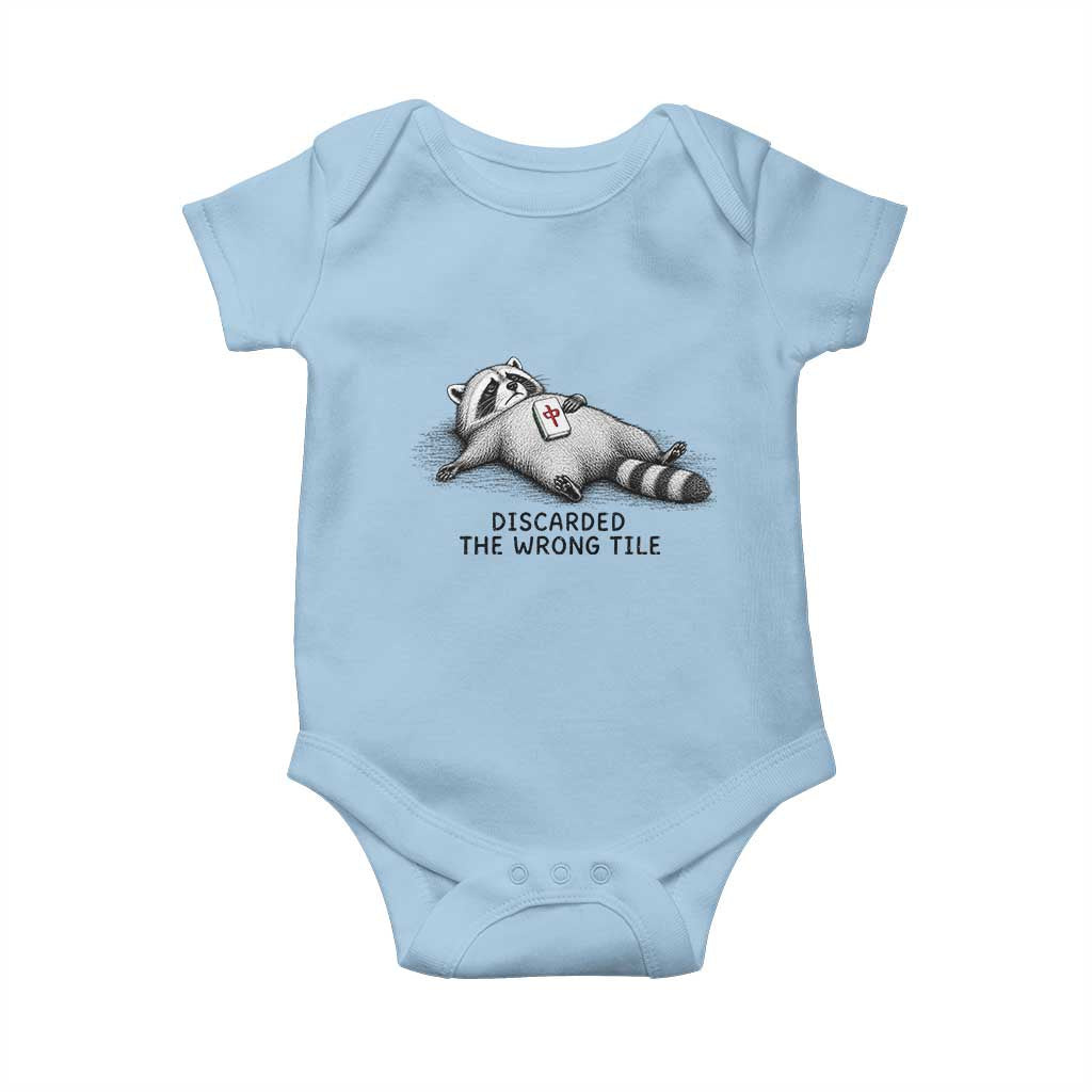 Funny Raccoon Mahjong Lovers Baby Onesie Discarded The Wrong Tile