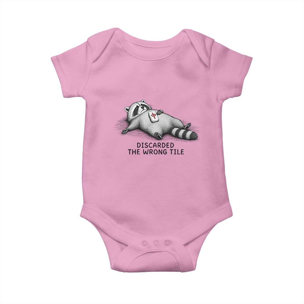Funny Raccoon Mahjong Lovers Baby Onesie Discarded The Wrong Tile
