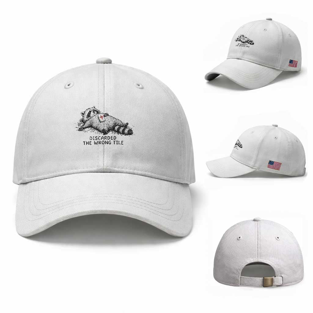 Funny Raccoon Mahjong Lovers Baseball Cap Discarded The Wrong Tile