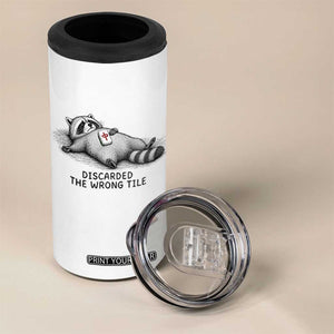 Funny Raccoon Mahjong Lovers 4 in 1 Can Cooler Tumbler Discarded The Wrong Tile