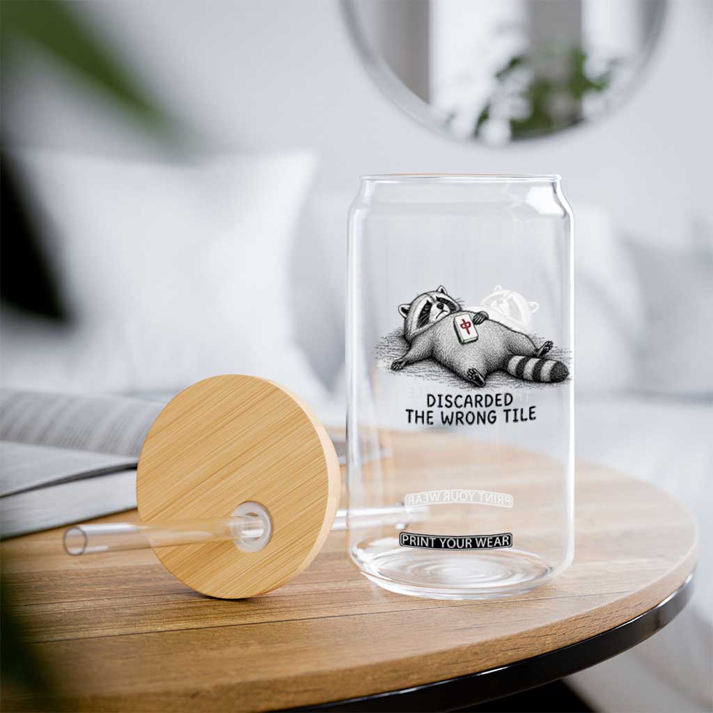 Funny Raccoon Mahjong Lovers Glass Can Discarded The Wrong Tile