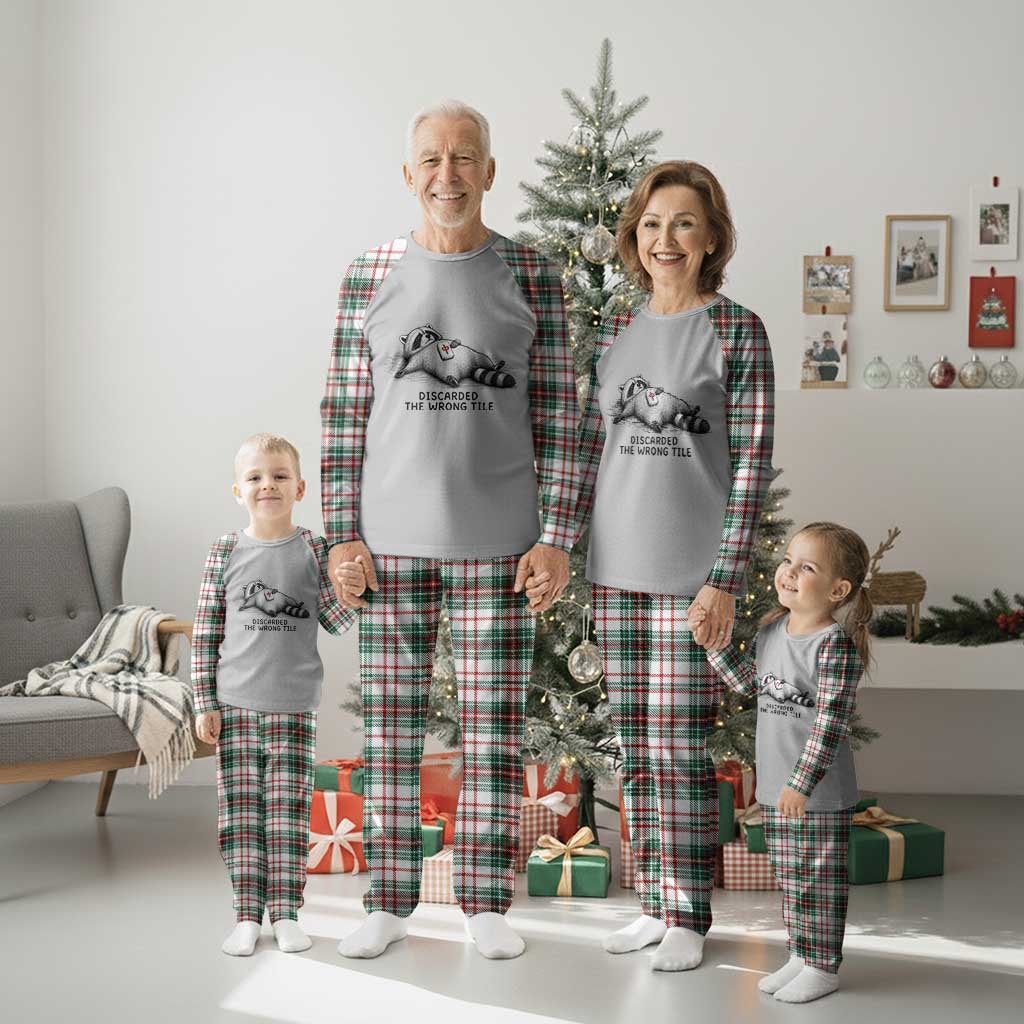 Funny Raccoon Mahjong Lovers Plaid Pajama Set Discarded The Wrong Tile
