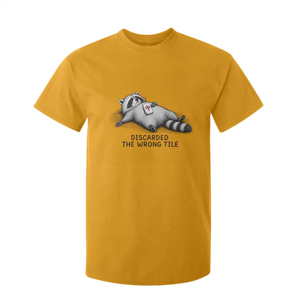 Funny Raccoon Mahjong Lovers T Shirt For Kid Discarded The Wrong Tile