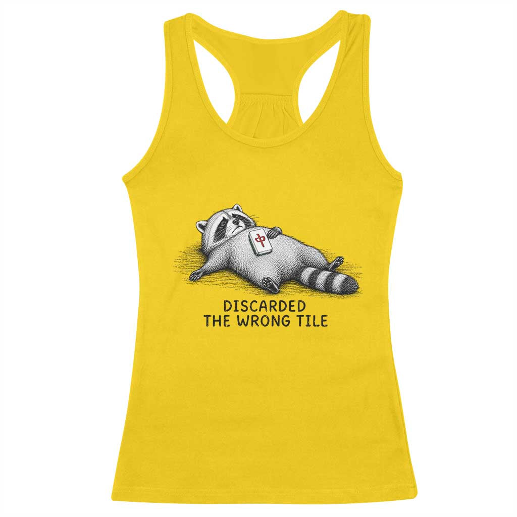 Funny Raccoon Mahjong Lovers Racerback Tank Top Discarded The Wrong Tile