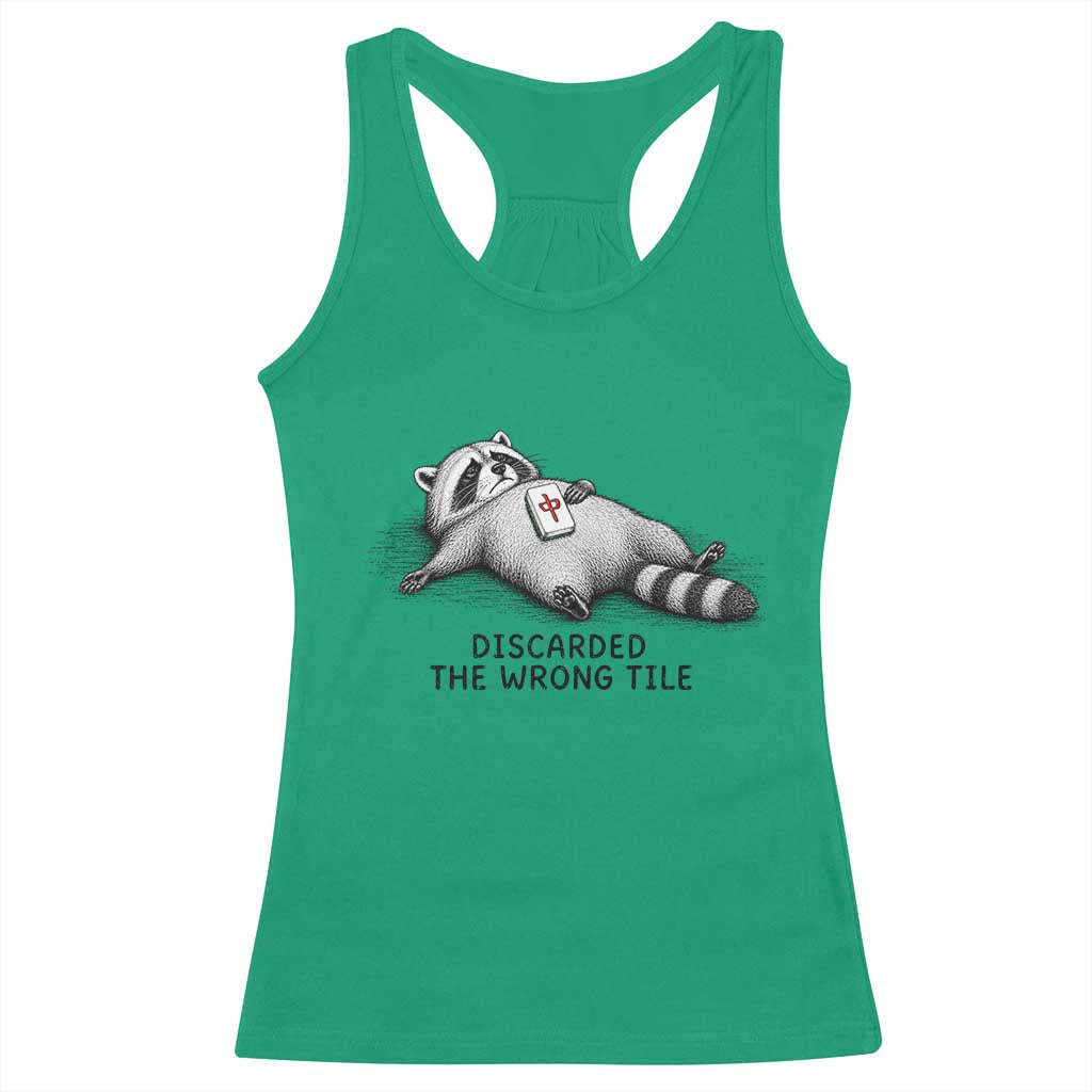 Funny Raccoon Mahjong Lovers Racerback Tank Top Discarded The Wrong Tile