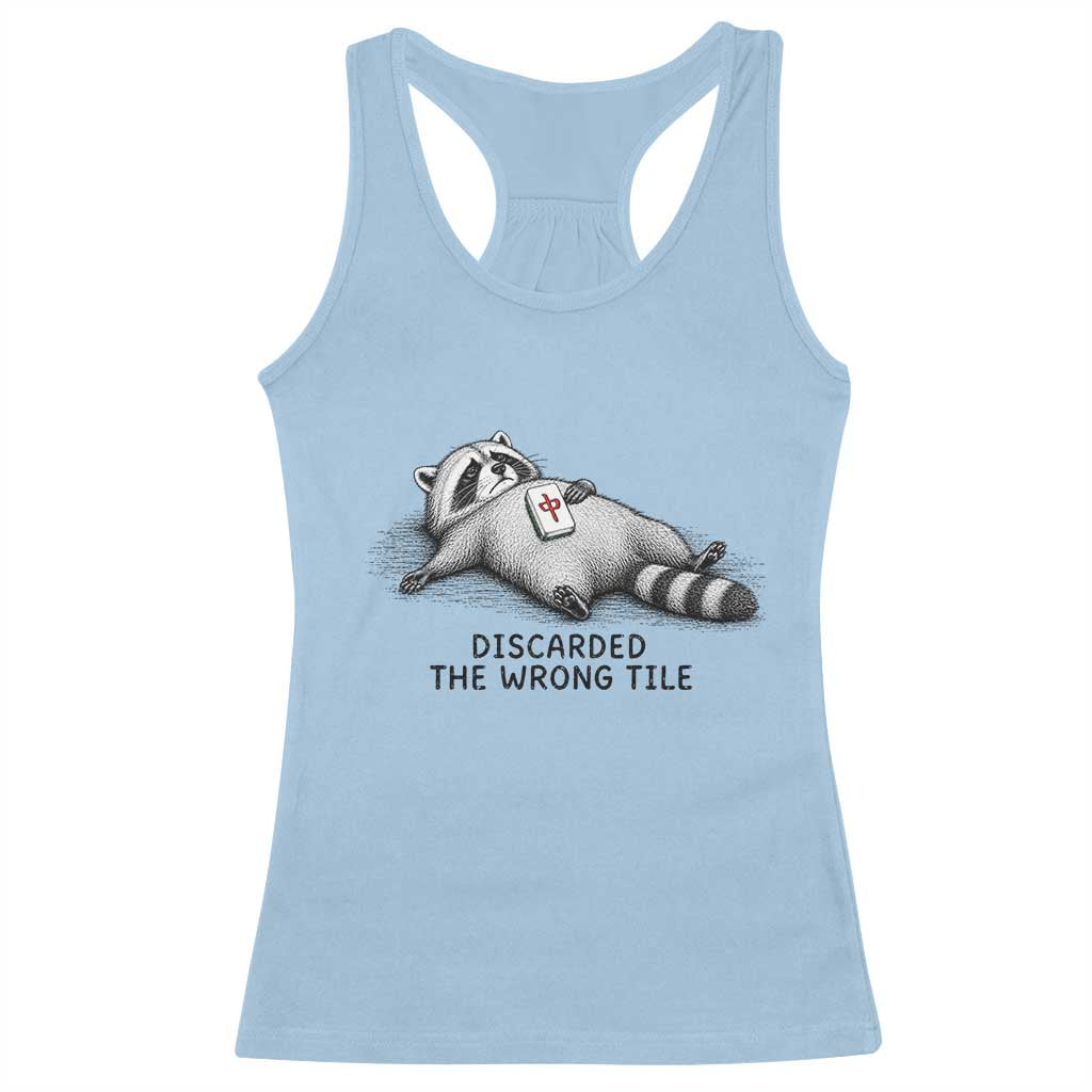 Funny Raccoon Mahjong Lovers Racerback Tank Top Discarded The Wrong Tile