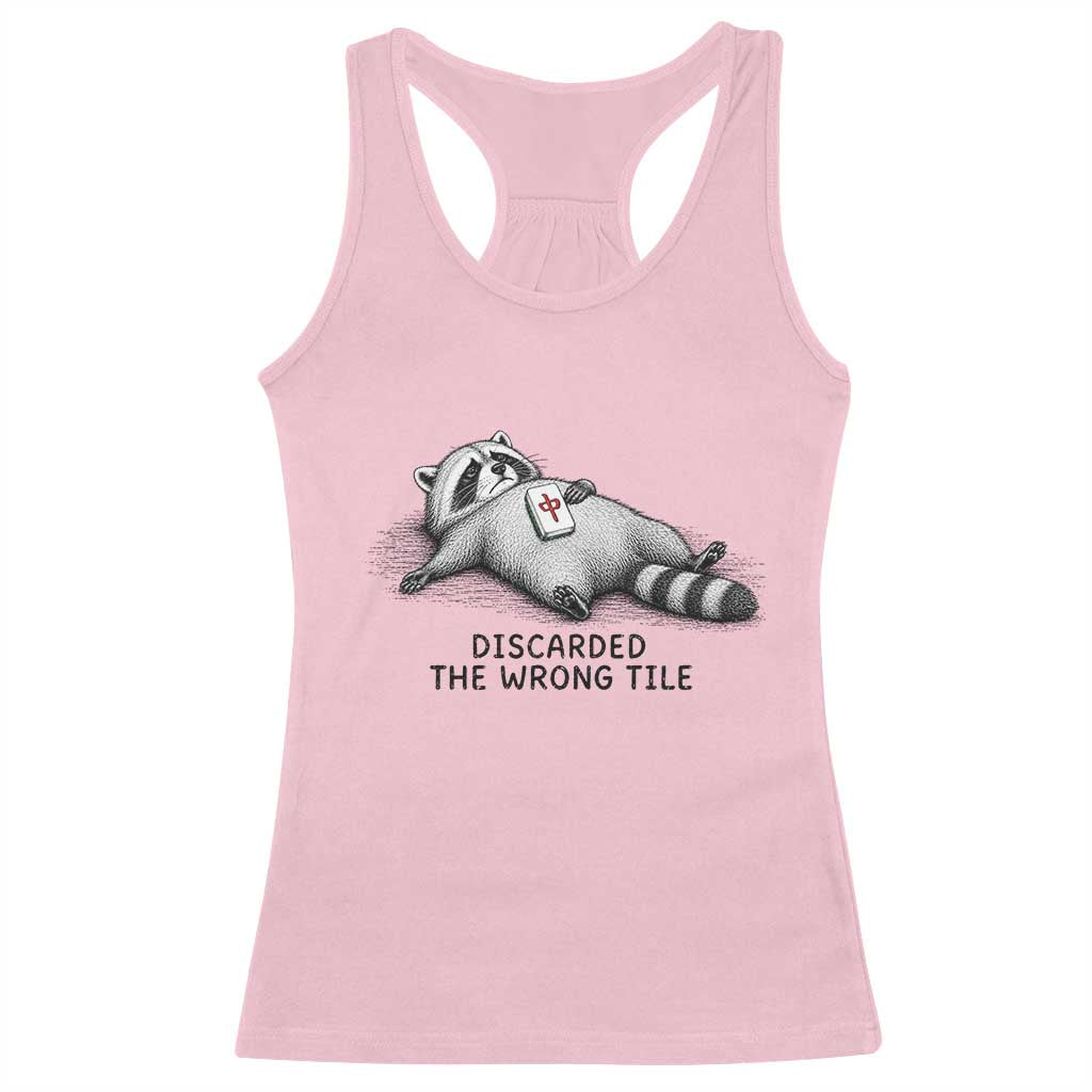 Funny Raccoon Mahjong Lovers Racerback Tank Top Discarded The Wrong Tile