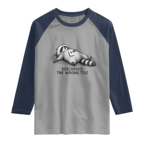 Funny Raccoon Mahjong Lovers Raglan Shirt Discarded The Wrong Tile