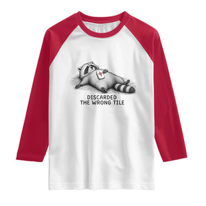 Funny Raccoon Mahjong Lovers Raglan Shirt Discarded The Wrong Tile
