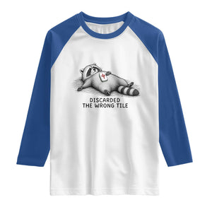 Funny Raccoon Mahjong Lovers Raglan Shirt Discarded The Wrong Tile