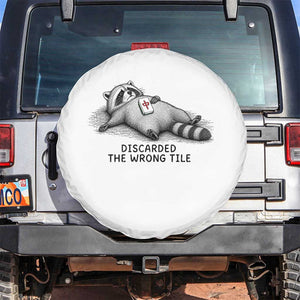 Funny Raccoon Mahjong Lovers Spare Tire Cover Discarded The Wrong Tile TS10 No hole White Print Your Wear