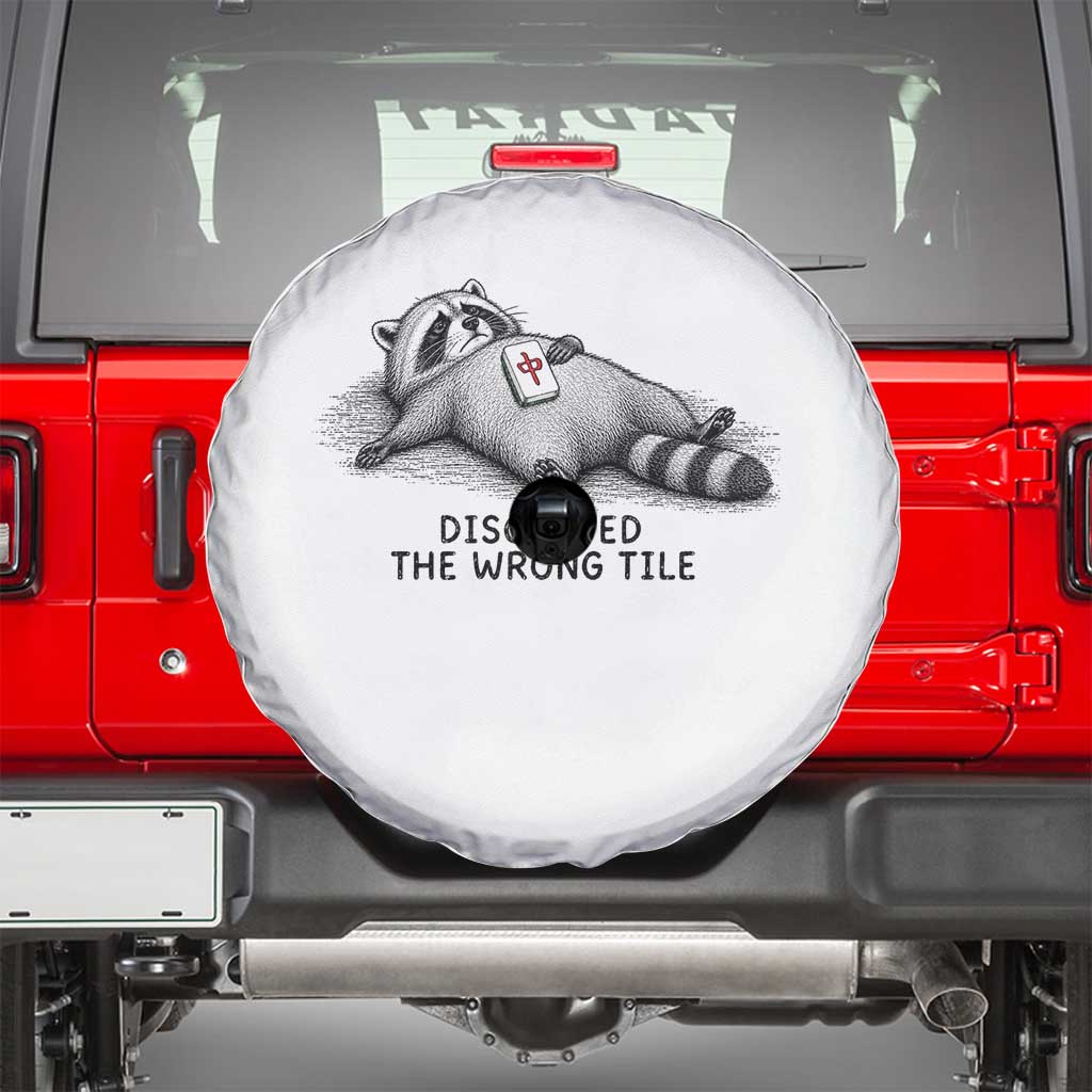 Funny Raccoon Mahjong Lovers Spare Tire Cover Discarded The Wrong Tile TS10 White Print Your Wear