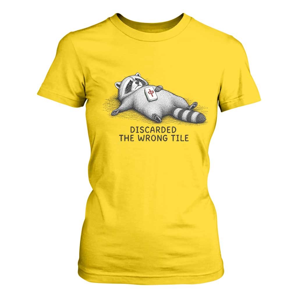 Funny Raccoon Mahjong Lovers T Shirt For Women Discarded The Wrong Tile