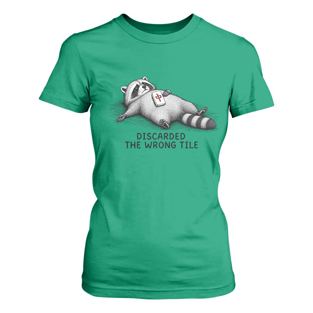 Funny Raccoon Mahjong Lovers T Shirt For Women Discarded The Wrong Tile