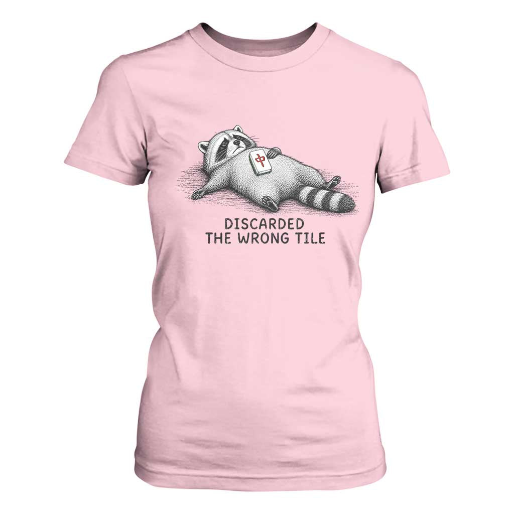 Funny Raccoon Mahjong Lovers T Shirt For Women Discarded The Wrong Tile