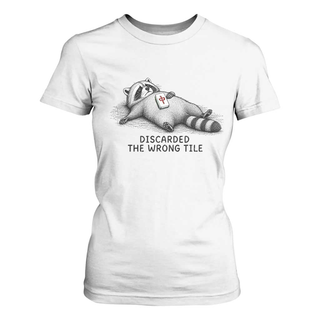 Funny Raccoon Mahjong Lovers T Shirt For Women Discarded The Wrong Tile TS10 White Print Your Wear