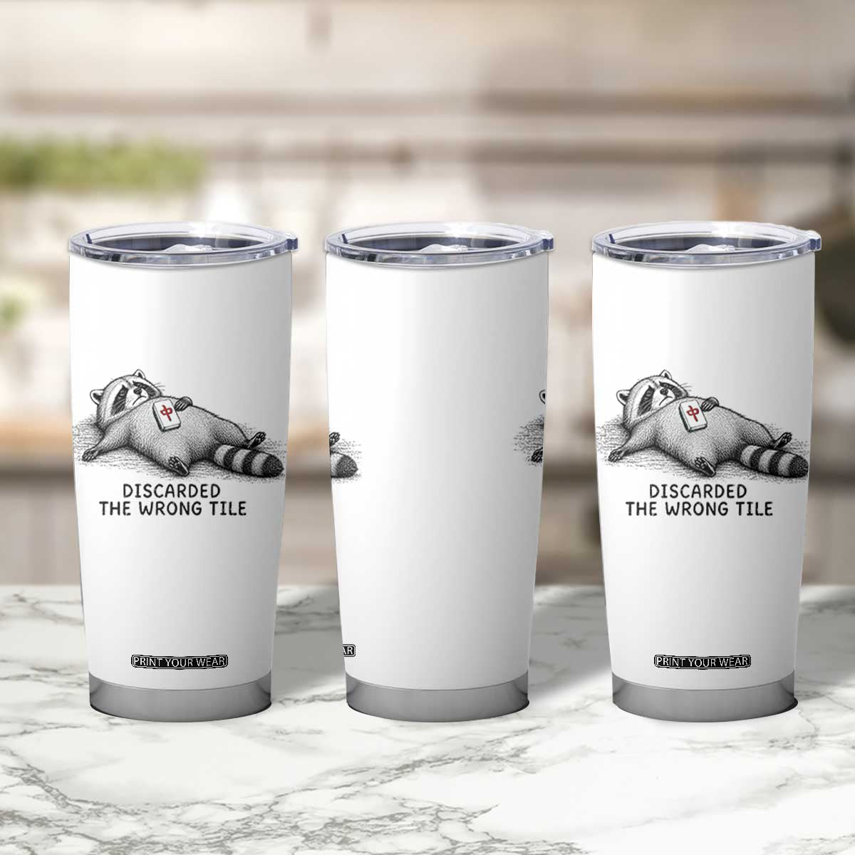 Funny Raccoon Mahjong Lovers Tumbler Cup Discarded The Wrong Tile