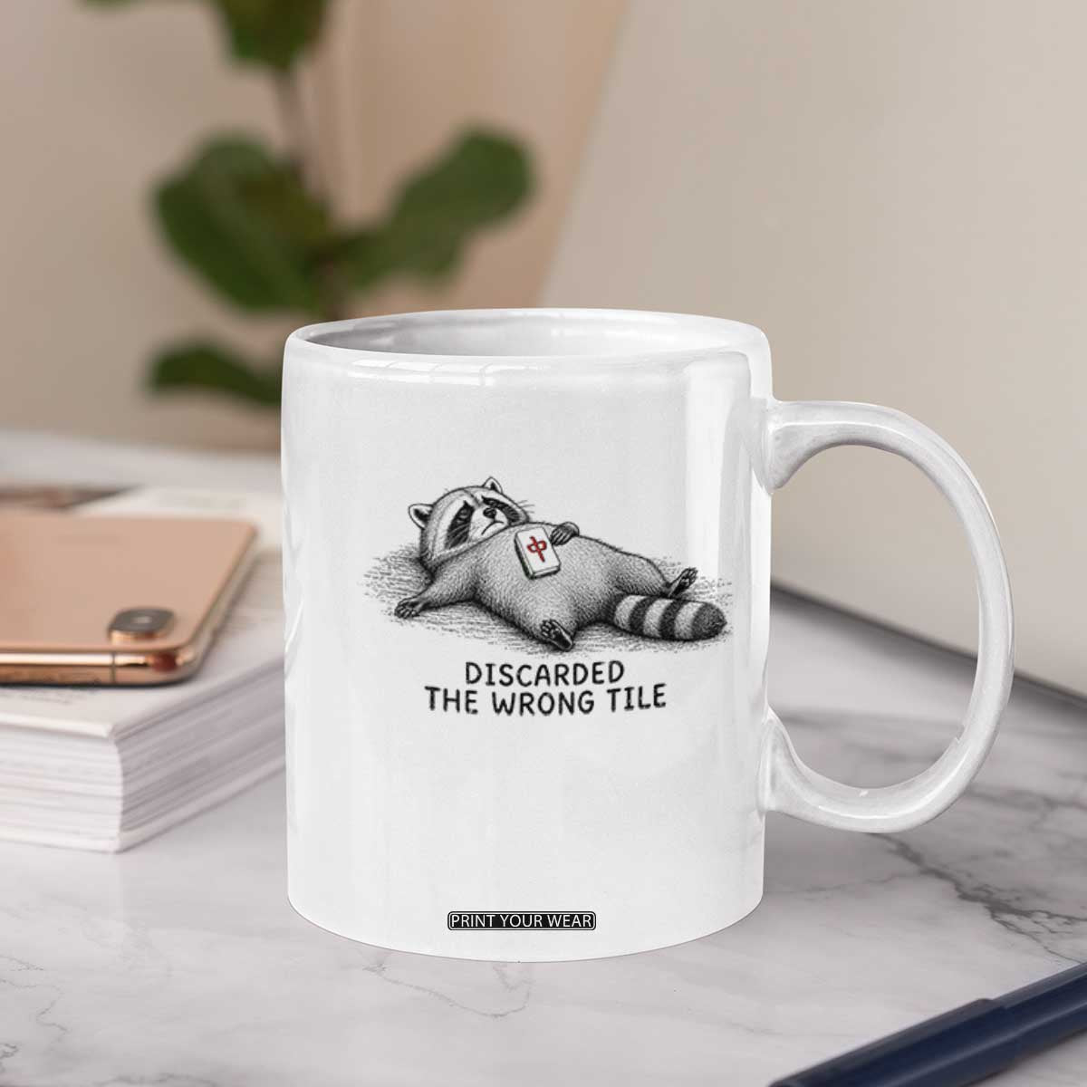 Funny Raccoon Mahjong Lovers Coffee Mug Discarded The Wrong Tile