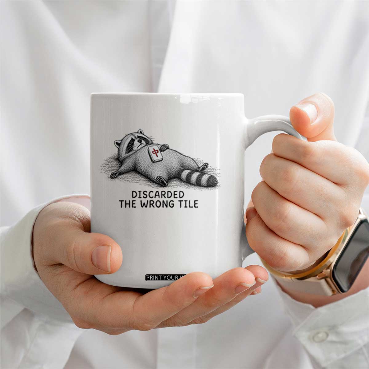 Funny Raccoon Mahjong Lovers Coffee Mug Discarded The Wrong Tile