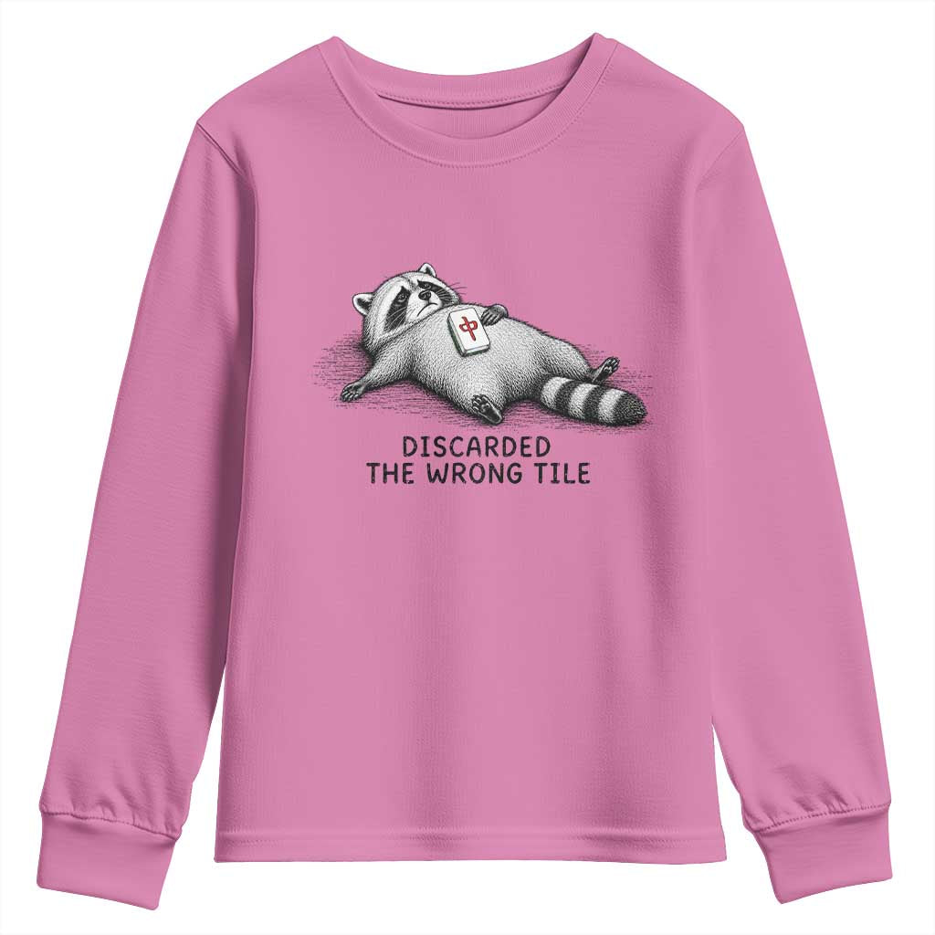 Funny Raccoon Mahjong Lovers Youth Sweatshirt Discarded The Wrong Tile