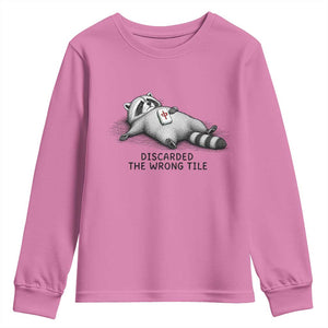 Funny Raccoon Mahjong Lovers Youth Sweatshirt Discarded The Wrong Tile