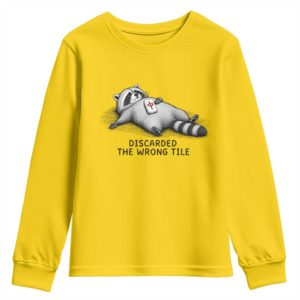 Funny Raccoon Mahjong Lovers Youth Sweatshirt Discarded The Wrong Tile