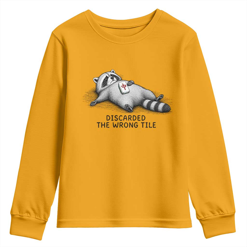 Funny Raccoon Mahjong Lovers Youth Sweatshirt Discarded The Wrong Tile